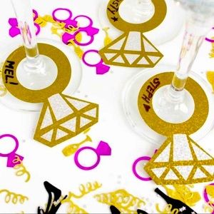 2/$25- 21 Engagement Ring Wine Glass Markers - Bridal Shower Wine Markers